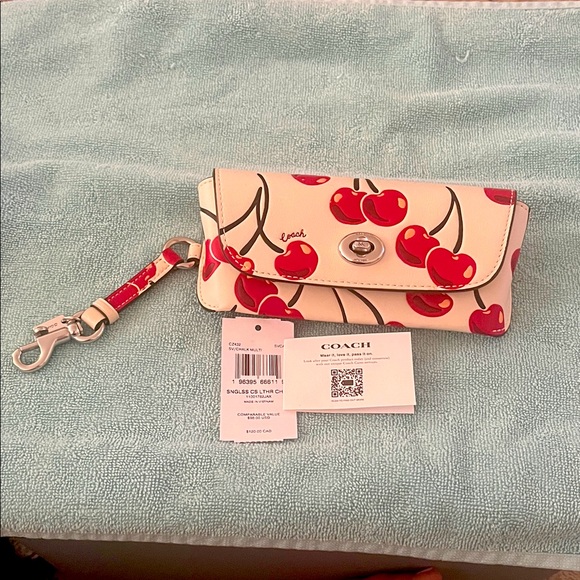 Coach Cherry Patterned Cream Eye glass case, NWT - Picture 1 of 5